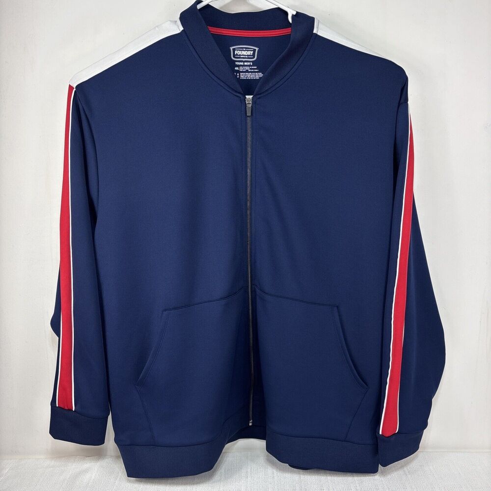 The Foundry Supply Men's Zip Up Red White Blue Jacket Size 4XL Athletic‎ Sport
